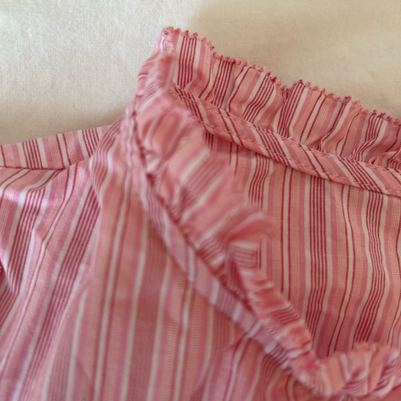 Talbots 100% cotton Pink Striped Short Sleeve Blouse - Picture 4 of 6